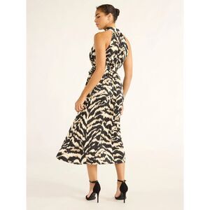 Sofia Jeans Women's Pleated Halter Midi Dress Size Small Animal Print